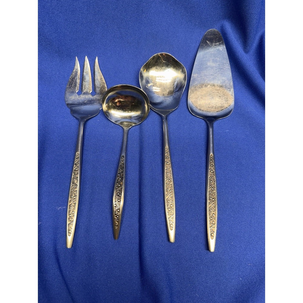 Vintage Cambridge Stainless Serving Set 4pc Sessan Pattern Style Japan MCM